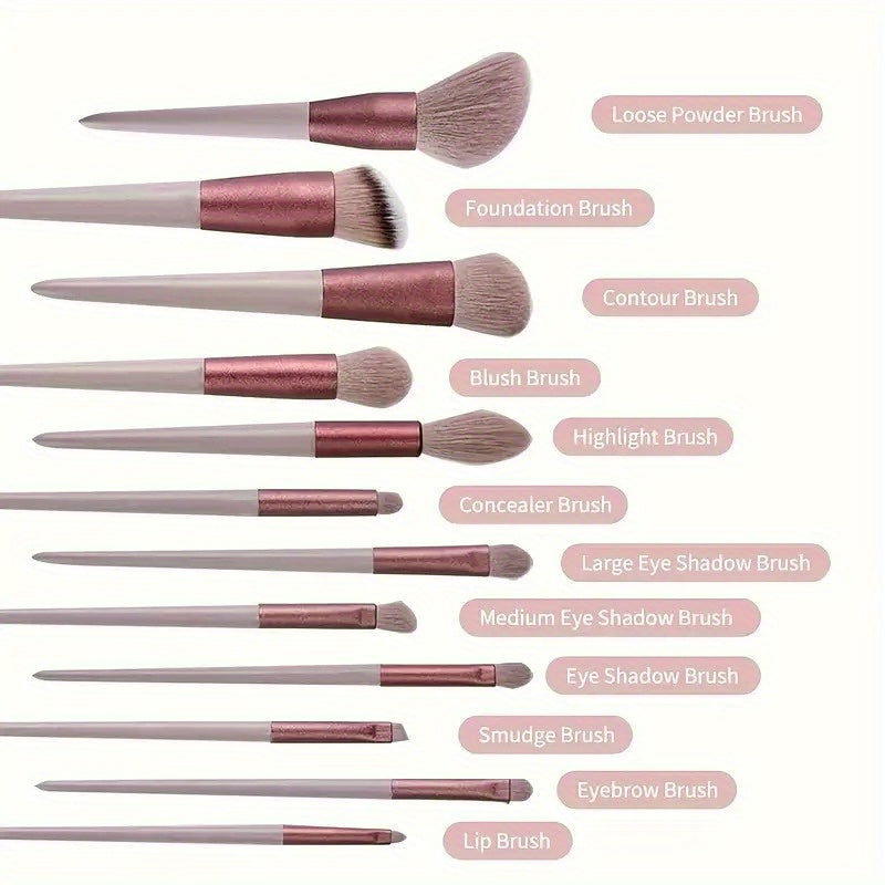 Conjunto de pincéis de maquiagem de 13 peças. Pincéis macios, fáceis de limpar, toque confortável, aplicação uniforme da maquiagem. Frete grátis