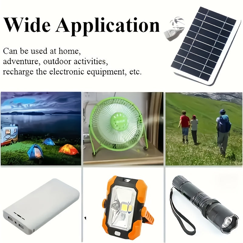 Mini painel solar portátil para carregamento de celulares, caixa de som e afins. Conexão através de cabo USB. Ideal para locais sem disponibilidade de energia elétrica: piscinas, clubes, acampamentos, uso doméstico, etc. Frete grátis.