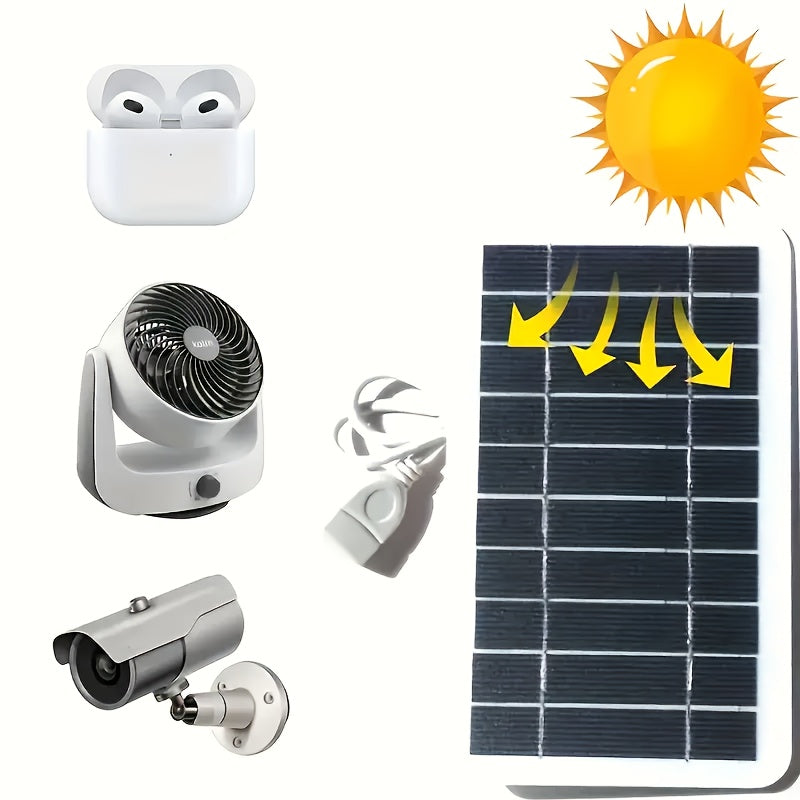 Mini painel solar portátil para carregamento de celulares, caixa de som e afins. Conexão através de cabo USB. Ideal para locais sem disponibilidade de energia elétrica: piscinas, clubes, acampamentos, uso doméstico, etc. Frete grátis.