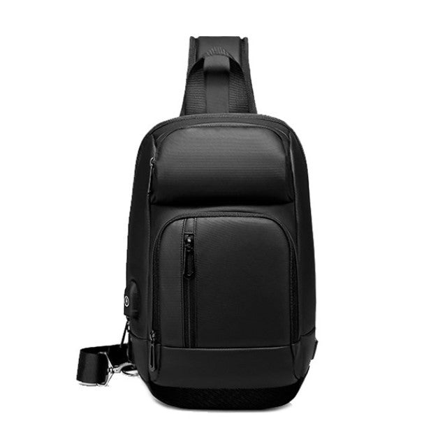 Bolsa masculina transversal de ombro, alça com massageador e costas ventiladas