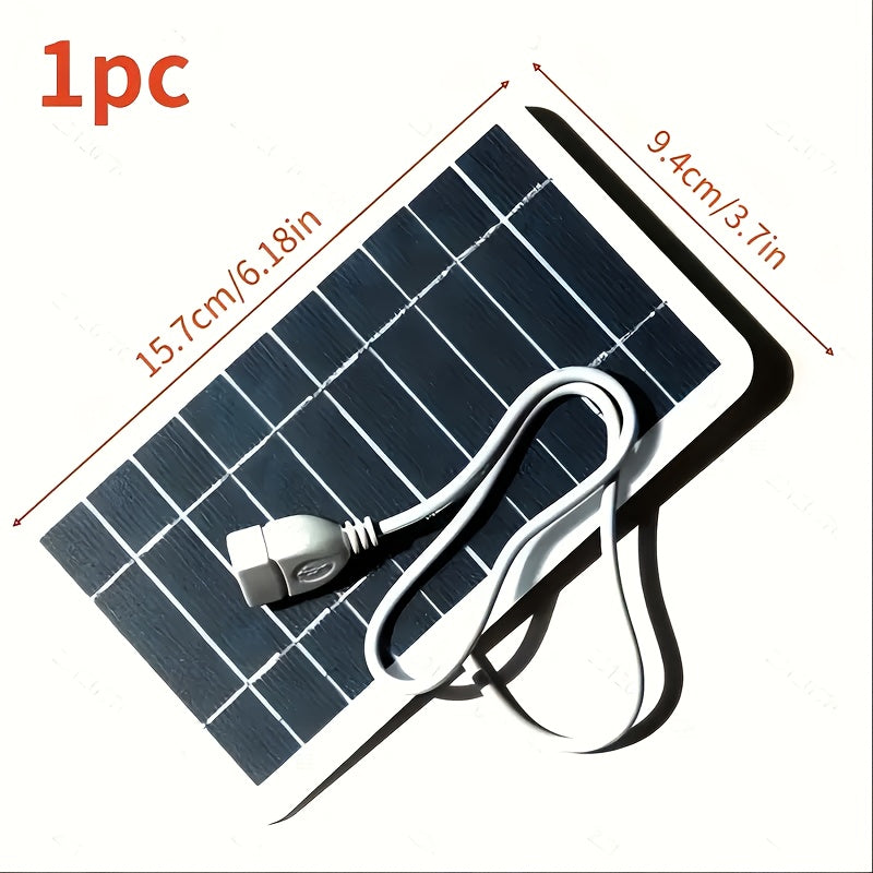 Mini painel solar portátil para carregamento de celulares, caixa de som e afins. Conexão através de cabo USB. Ideal para locais sem disponibilidade de energia elétrica: piscinas, clubes, acampamentos, uso doméstico, etc. Frete grátis.