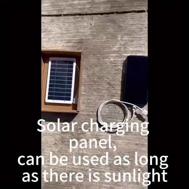 Mini painel solar portátil para carregamento de celulares, caixa de som e afins. Conexão através de cabo USB. Ideal para locais sem disponibilidade de energia elétrica: piscinas, clubes, acampamentos, uso doméstico, etc. Frete grátis.