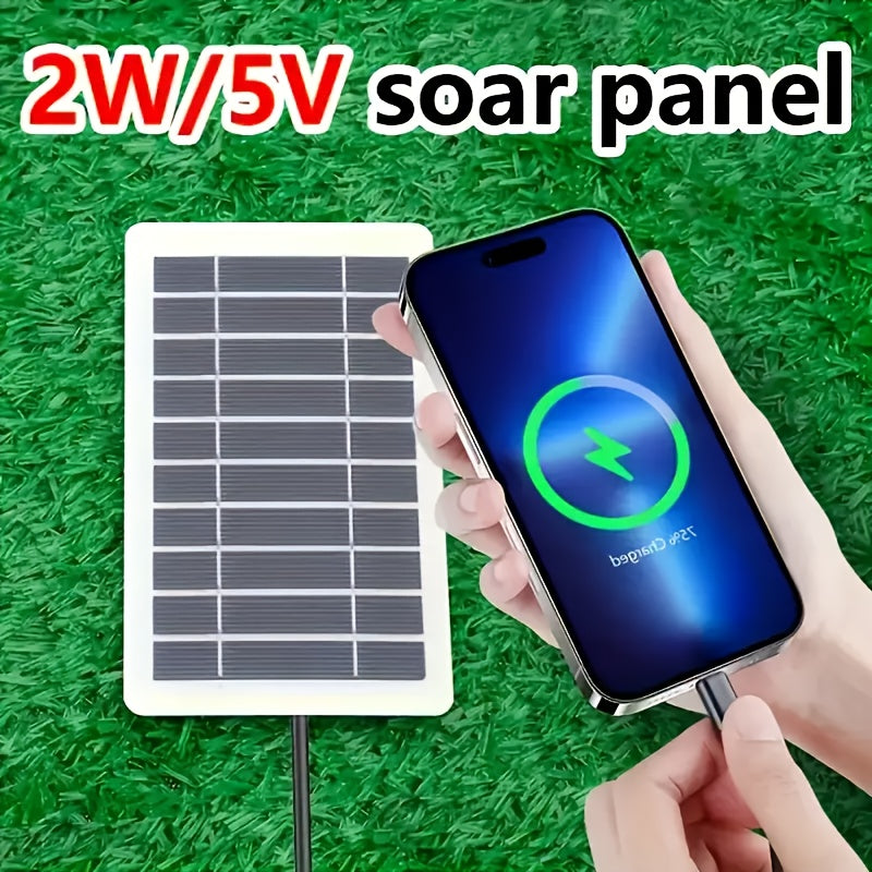 Mini painel solar portátil para carregamento de celulares, caixa de som e afins. Conexão através de cabo USB. Ideal para locais sem disponibilidade de energia elétrica: piscinas, clubes, acampamentos, uso doméstico, etc. Frete grátis.