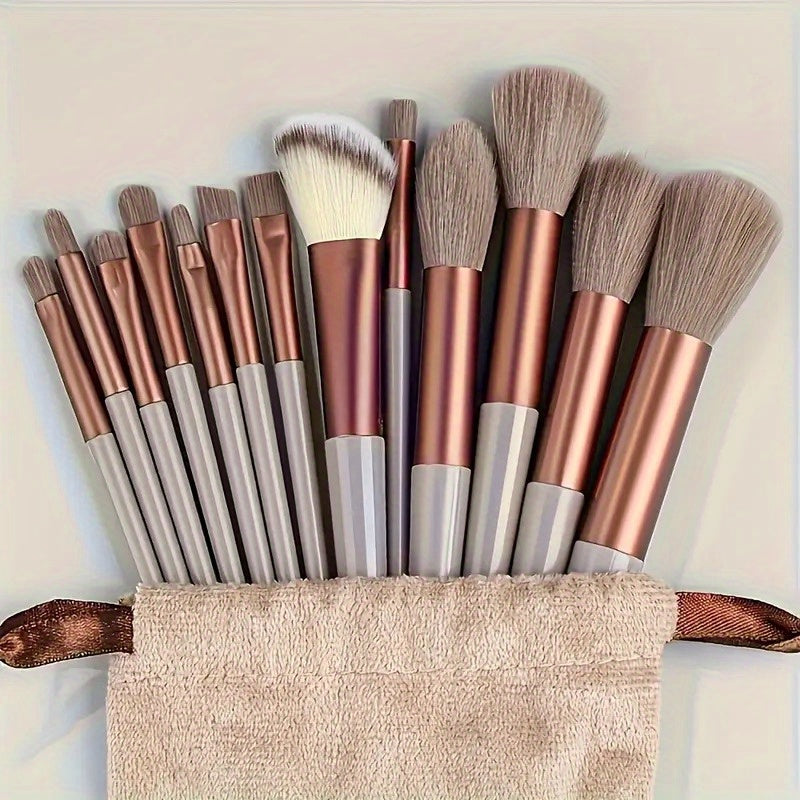 Conjunto de pincéis de maquiagem de 13 peças. Pincéis macios, fáceis de limpar, toque confortável, aplicação uniforme da maquiagem. Frete grátis