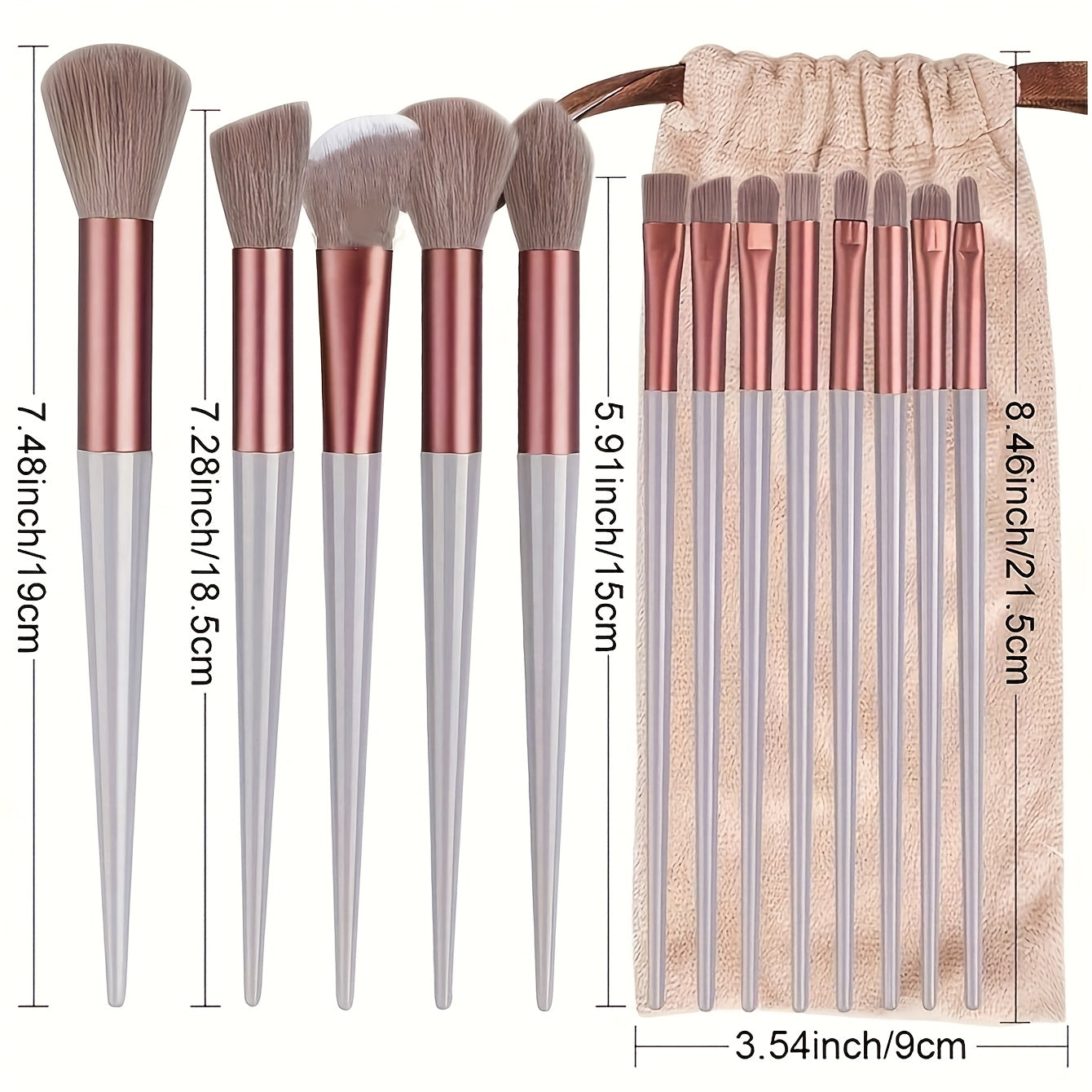 Kit de 13 pincéis cosméticos de maquiagem profissional Soft Fur Beauty, Sombra, Base, Blush.    Frete grátis