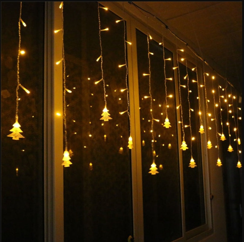 Cortina de luz de LED para árvores de Natal.     Frete grátis