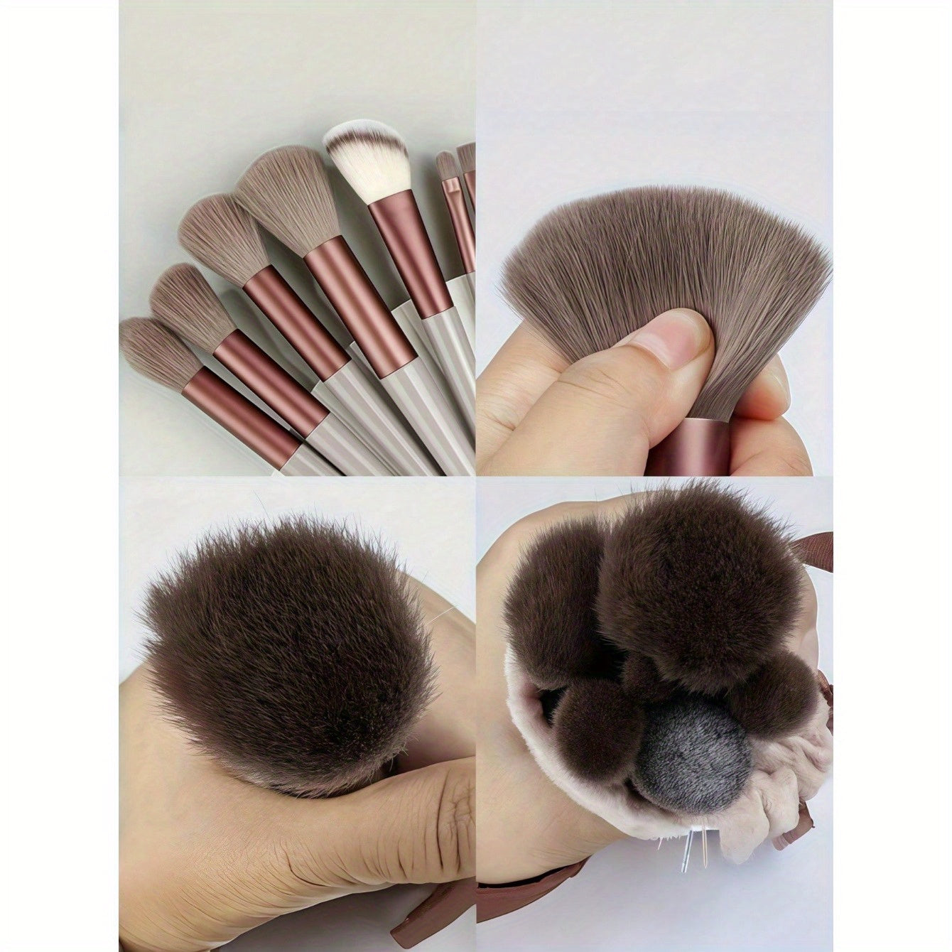 Kit de 13 pincéis cosméticos de maquiagem profissional Soft Fur Beauty, Sombra, Base, Blush.    Frete grátis